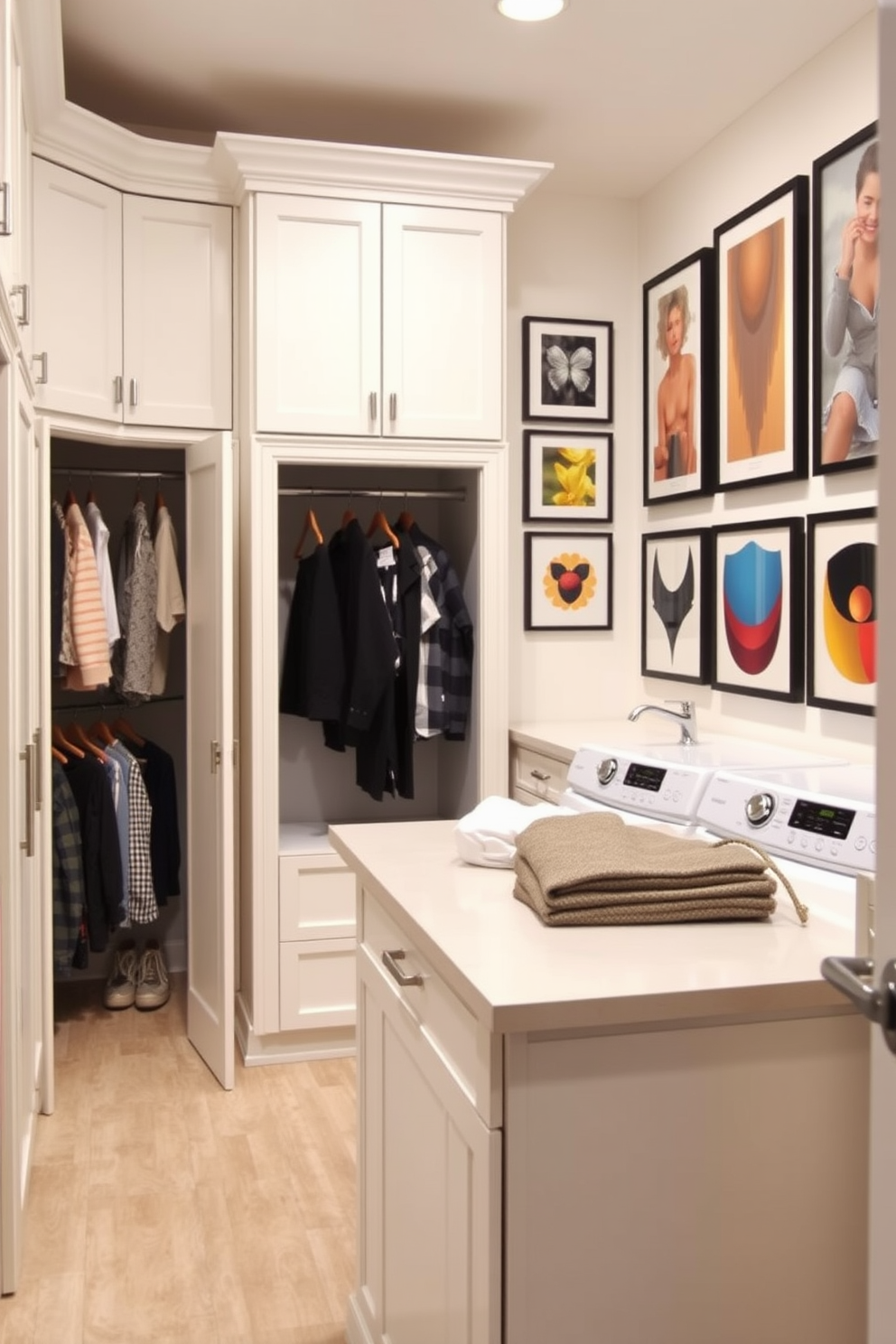 Walk In Closet Laundry Room Combo Design Ideas 30