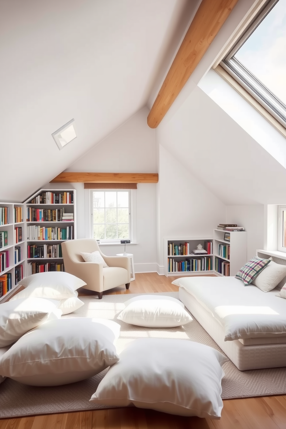 White Attic Room Design Ideas 22