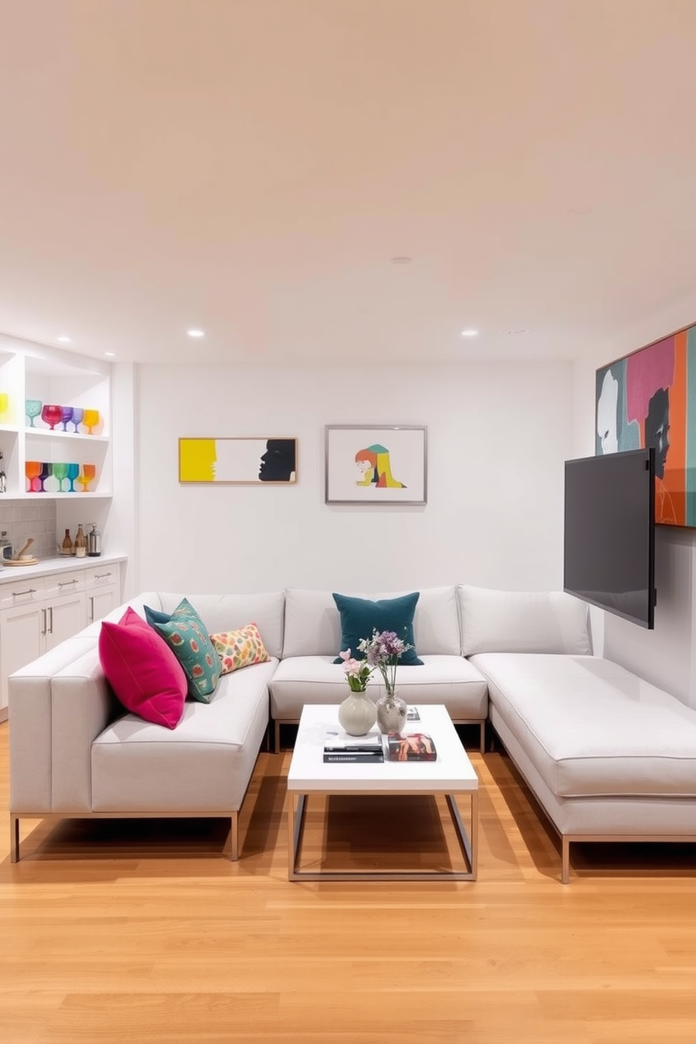 White Basement Design Ideas 11