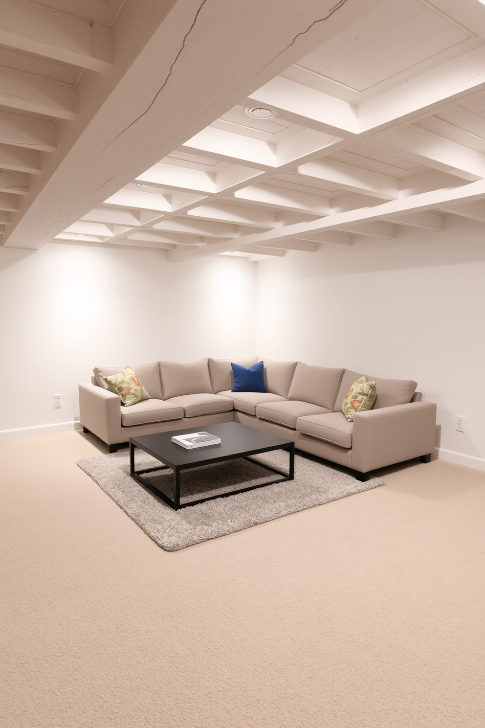 White Basement Design Ideas 25