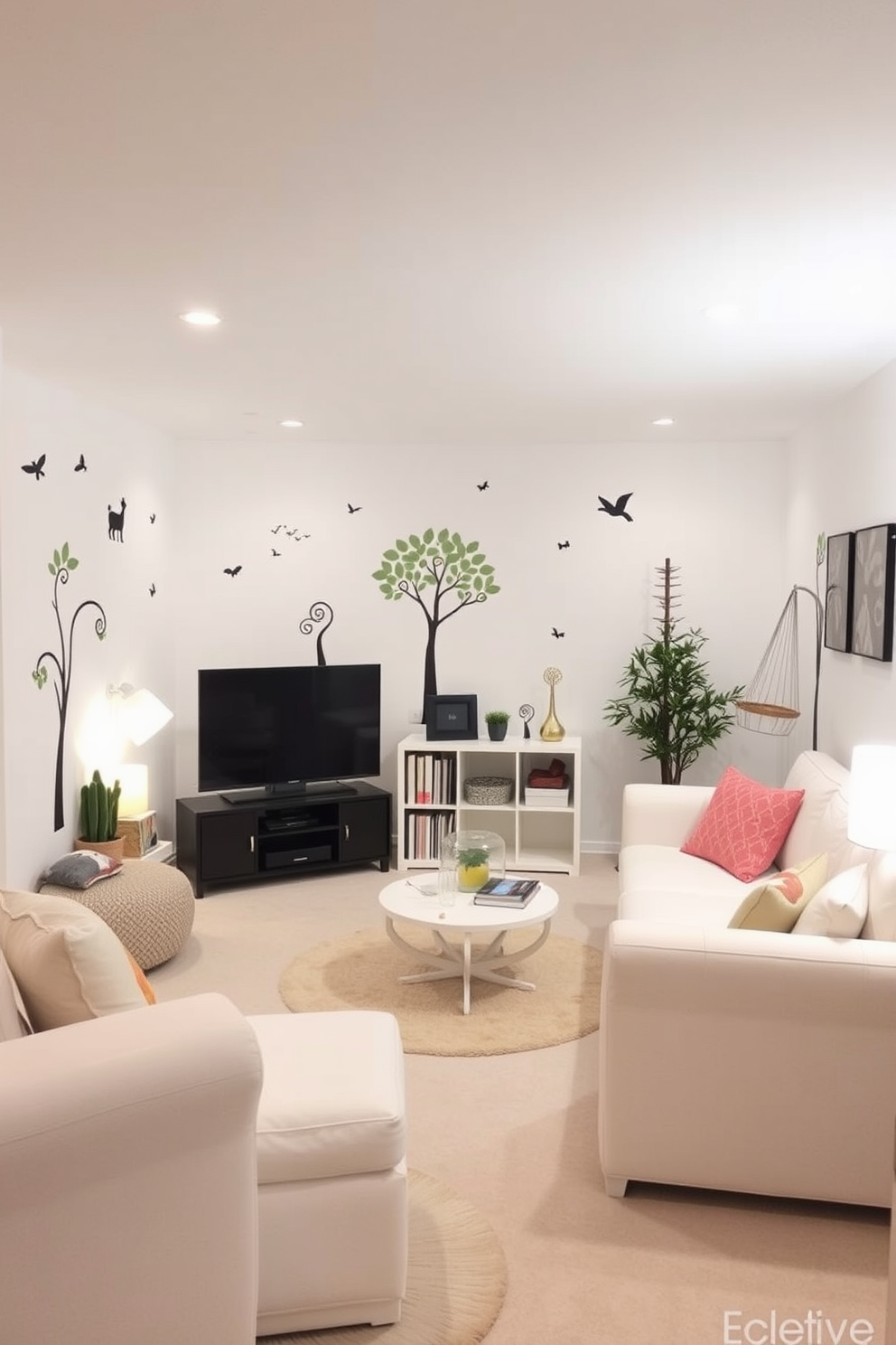 White Basement Design Ideas 29