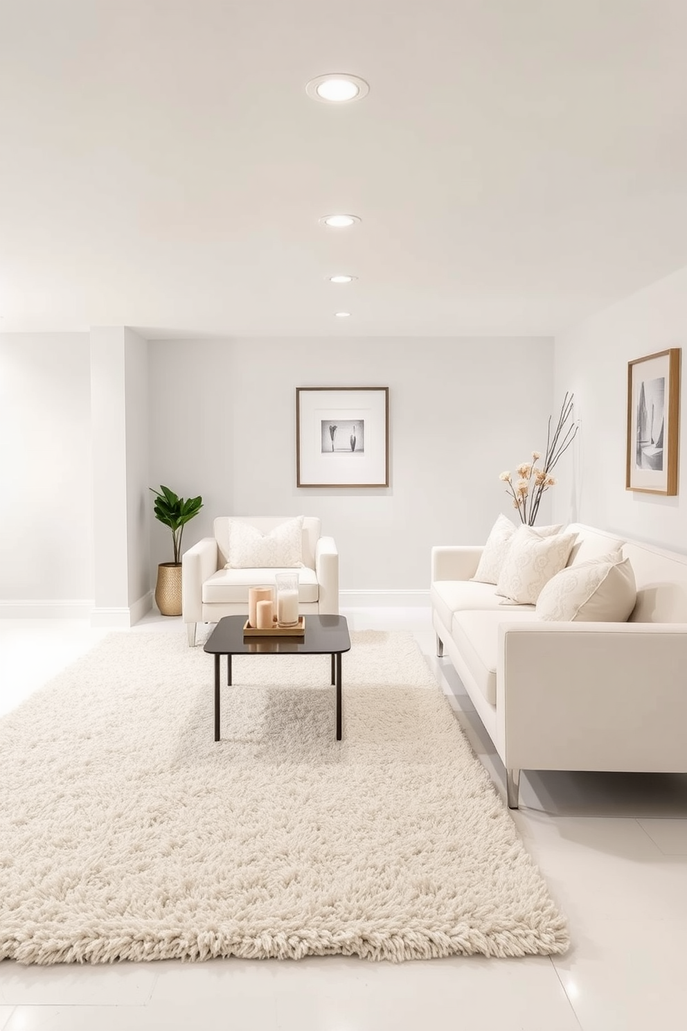 White Basement Design Ideas 6