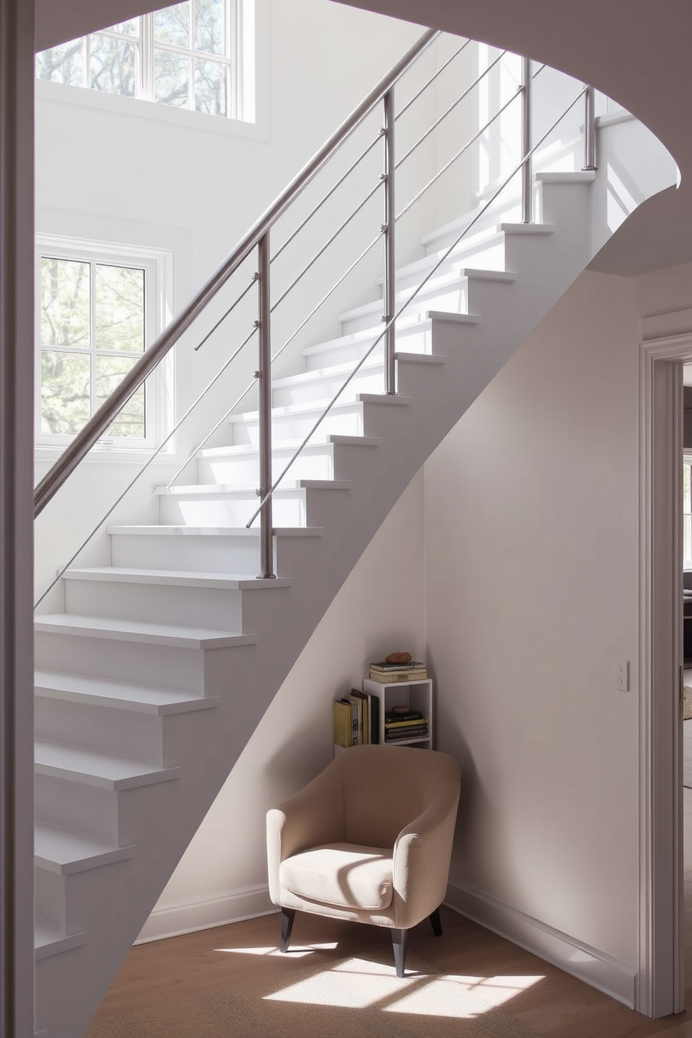 White Staircase Design Ideas 28