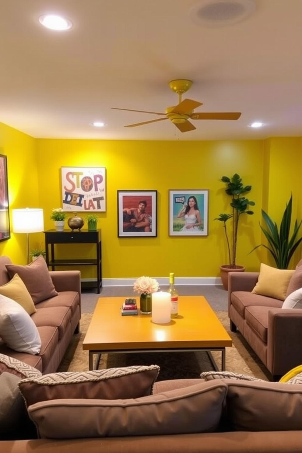 Yellow Basement Design Ideas 1