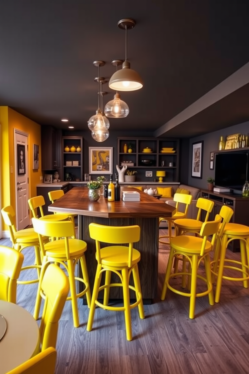 Yellow Basement Design Ideas 13