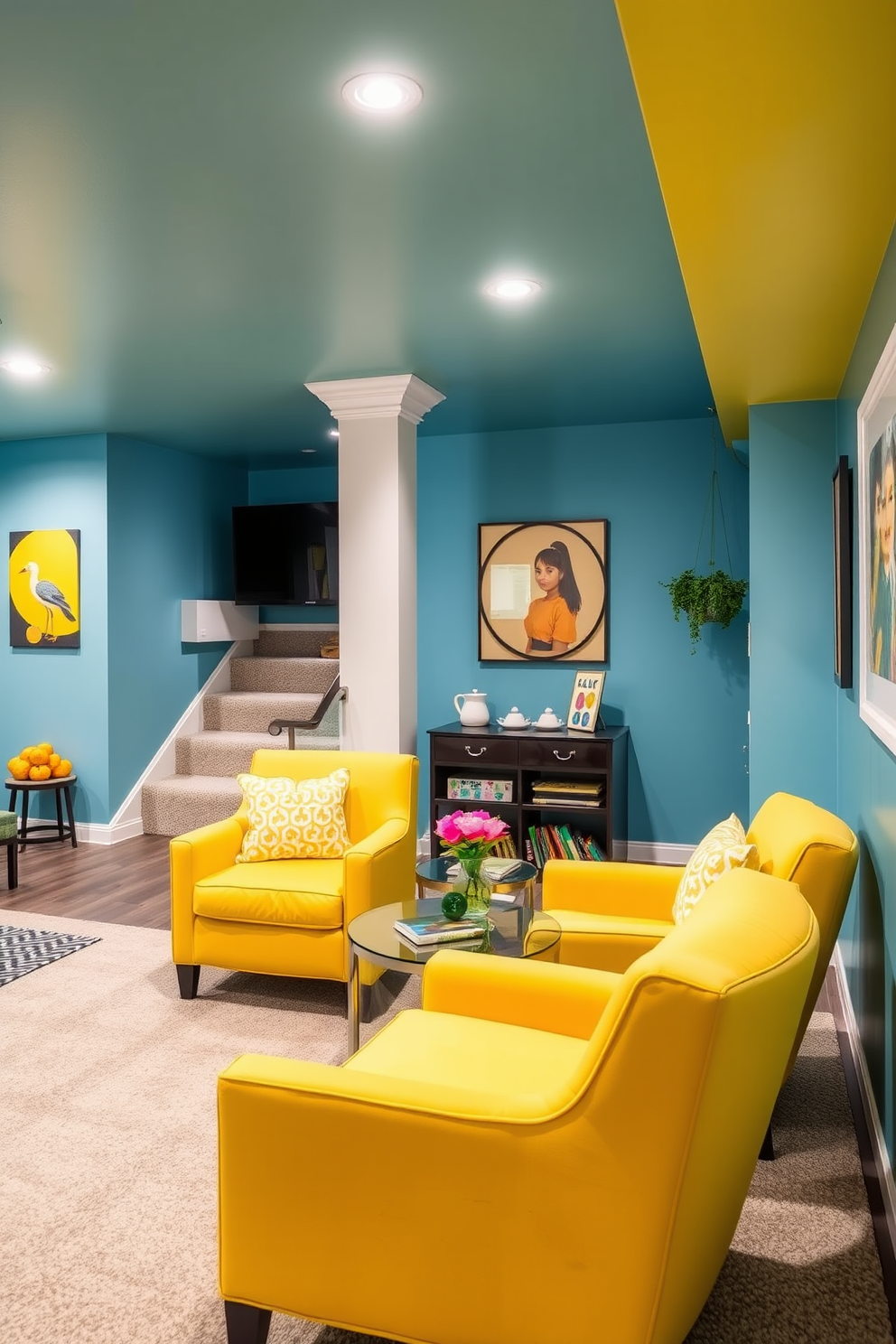 Yellow Basement Design Ideas 14