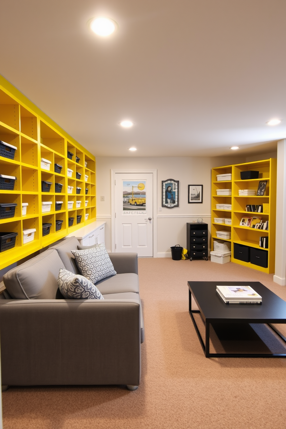 Yellow Basement Design Ideas 16