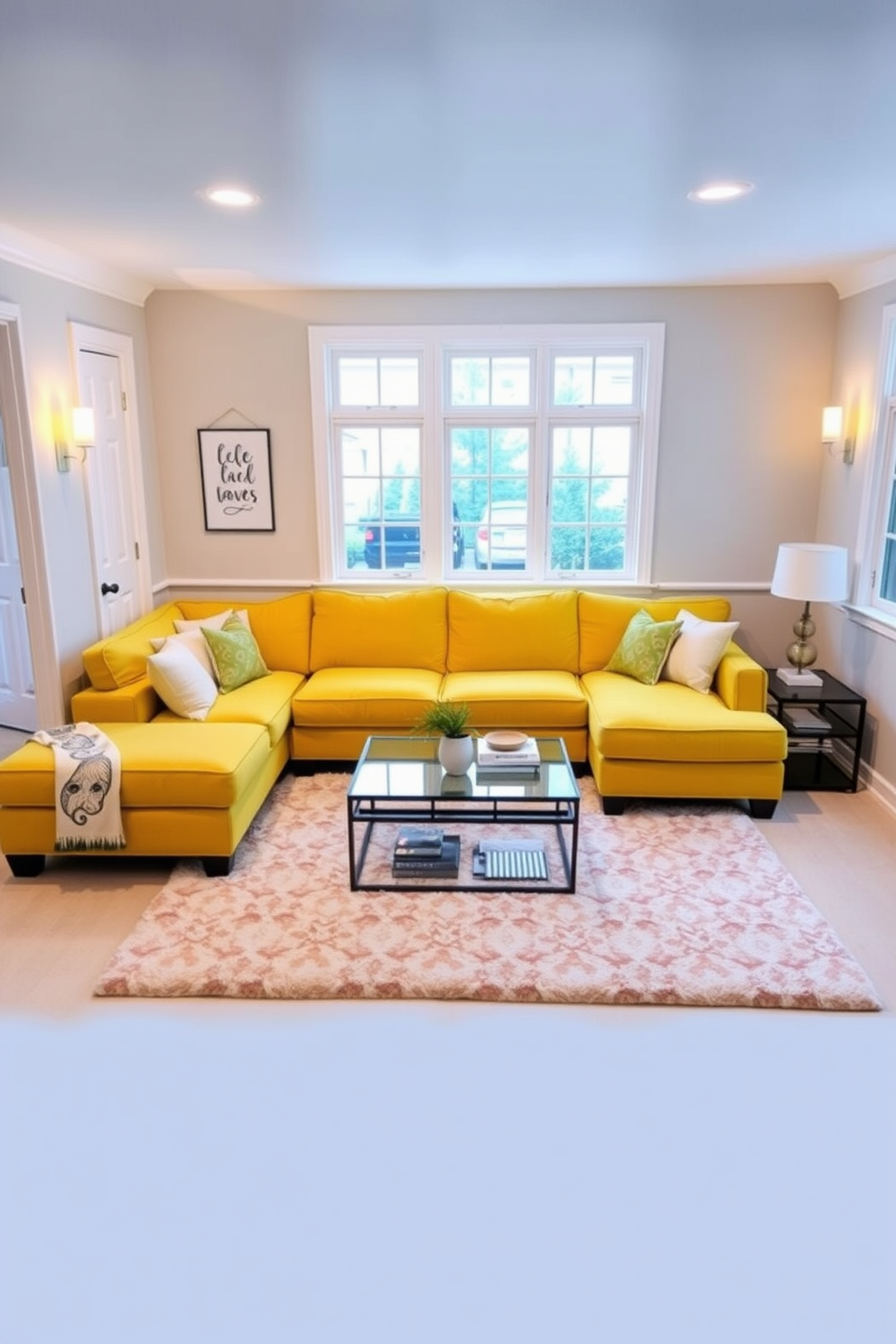 Yellow Basement Design Ideas 2