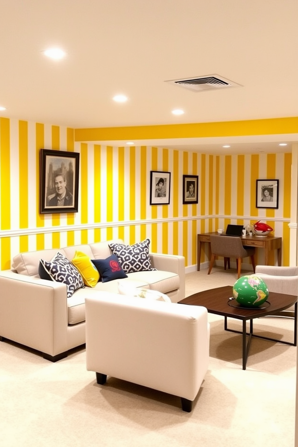 Yellow Basement Design Ideas 20