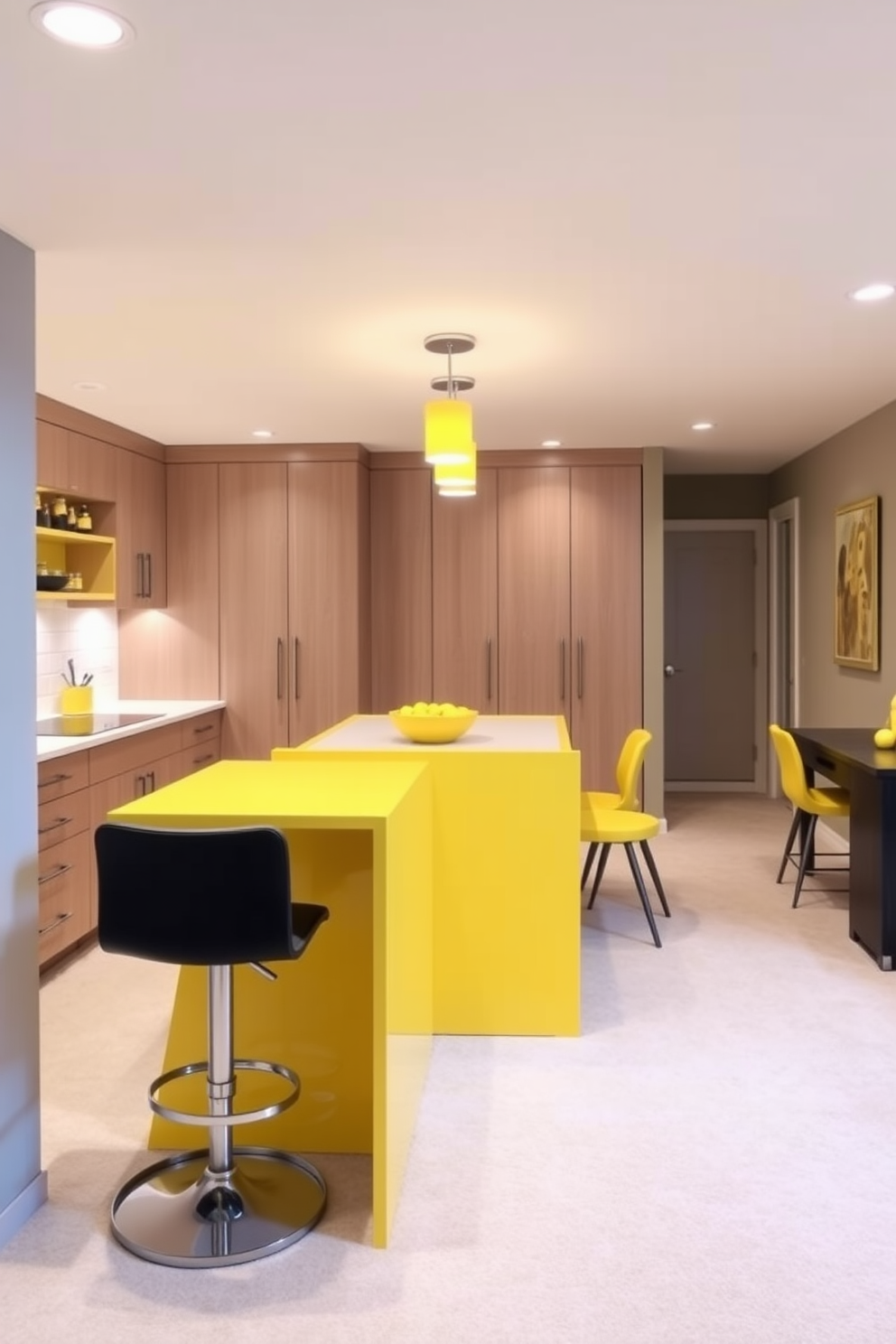 Yellow Basement Design Ideas 21