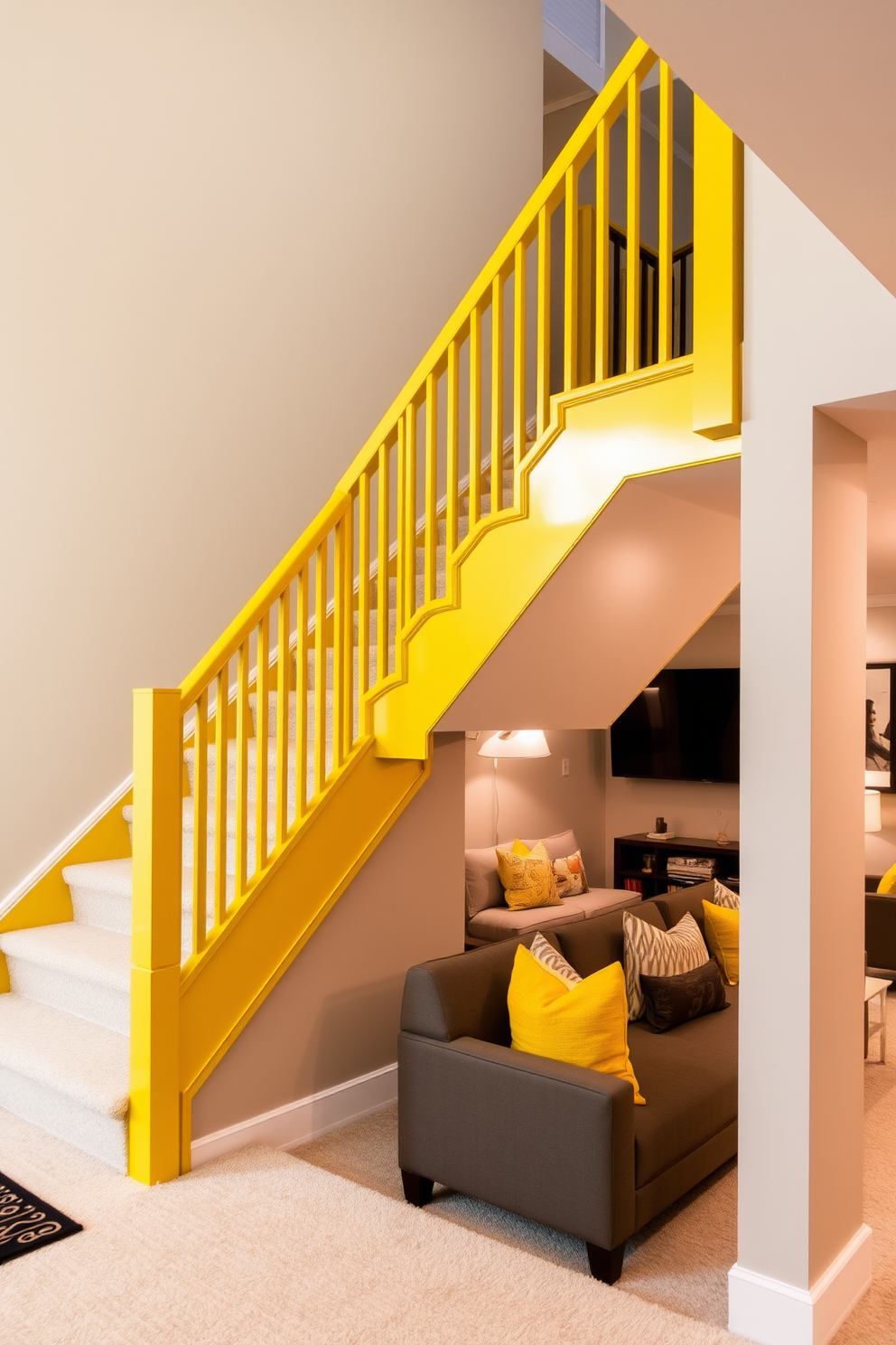 Yellow Basement Design Ideas 22