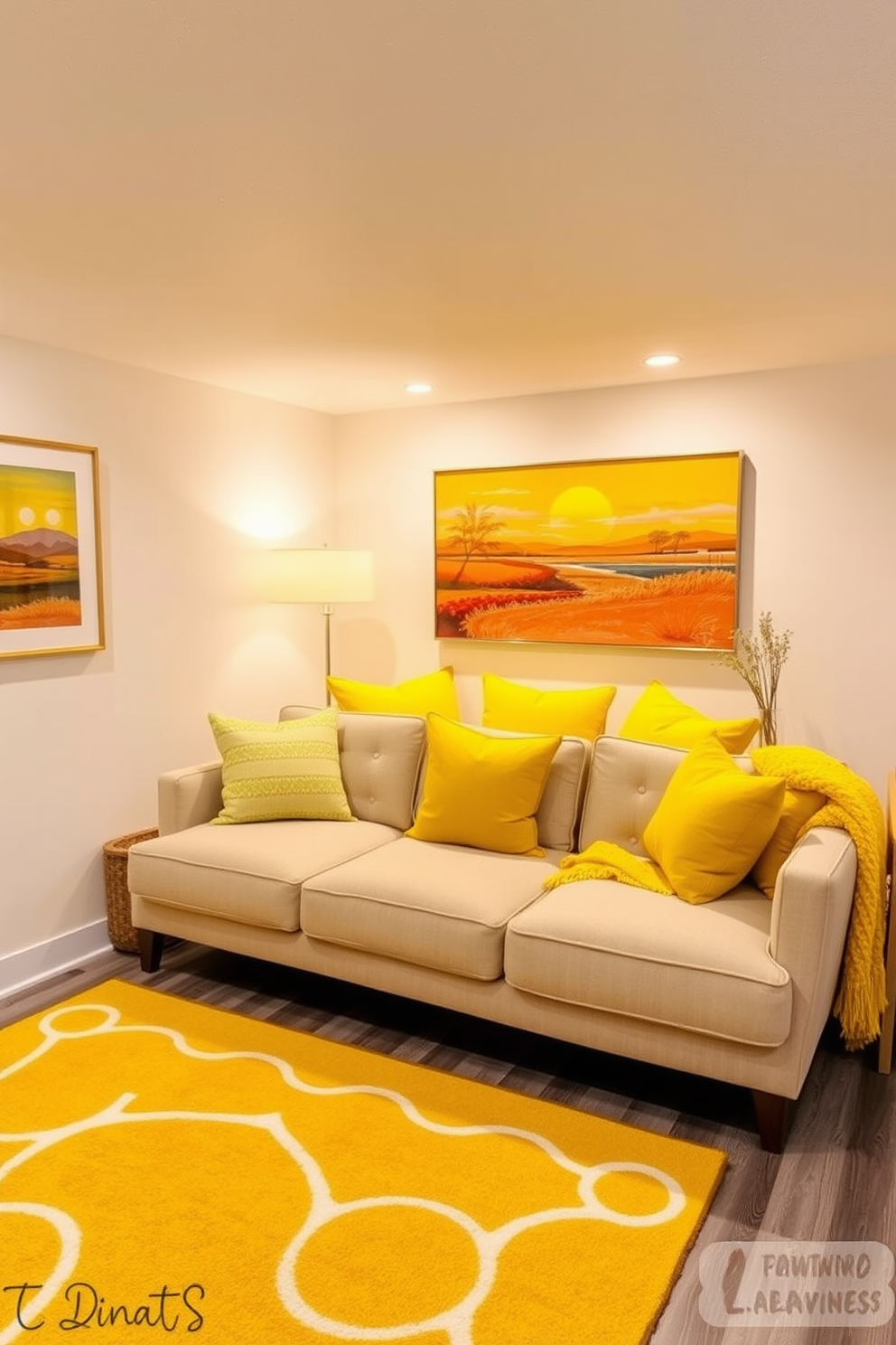 Yellow Basement Design Ideas 23