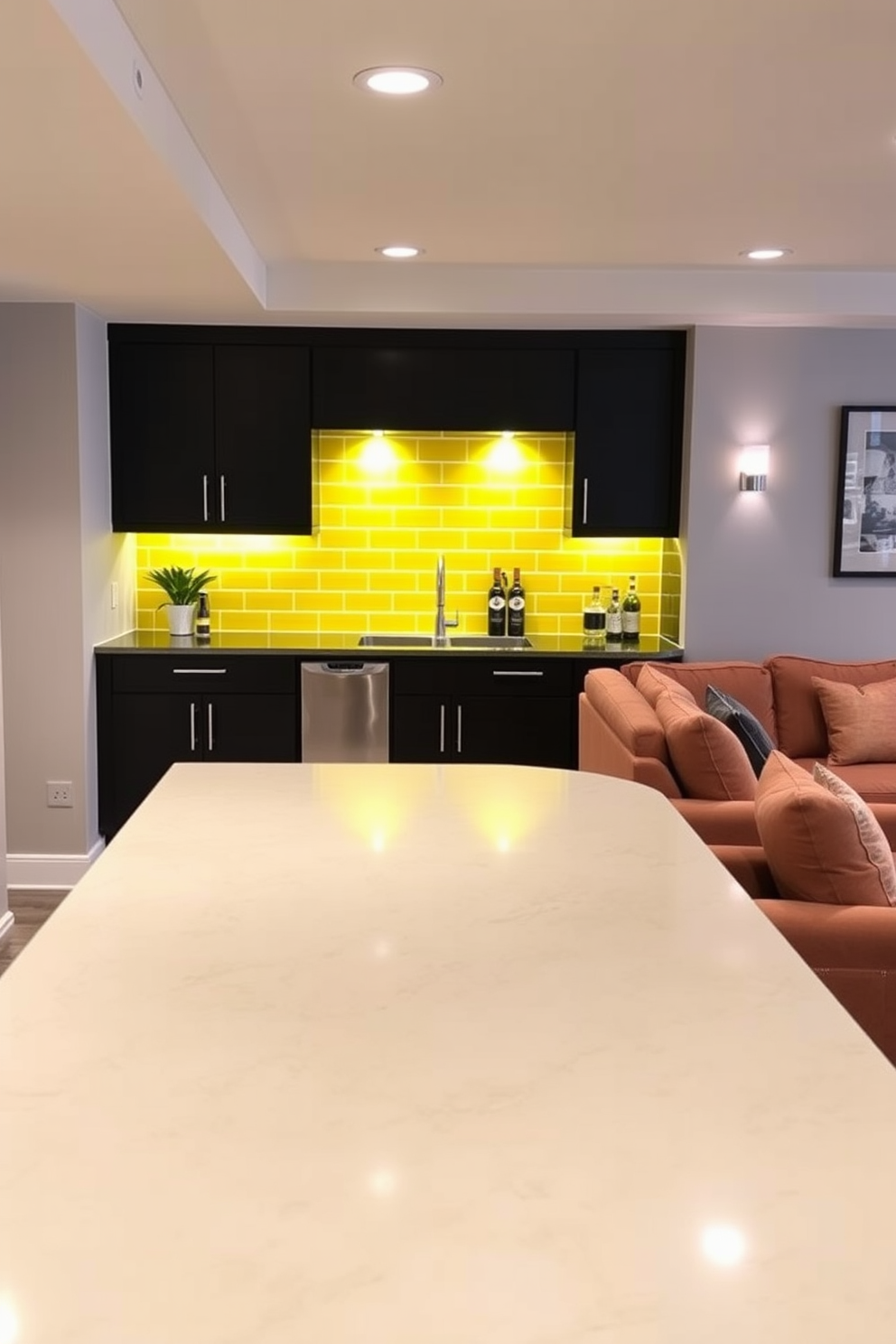 Yellow Basement Design Ideas 24