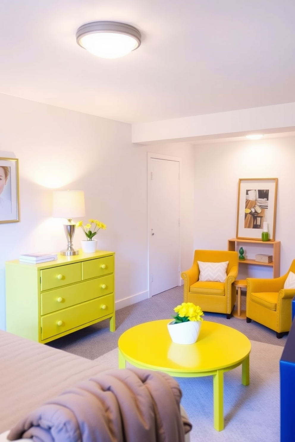 Yellow Basement Design Ideas 26