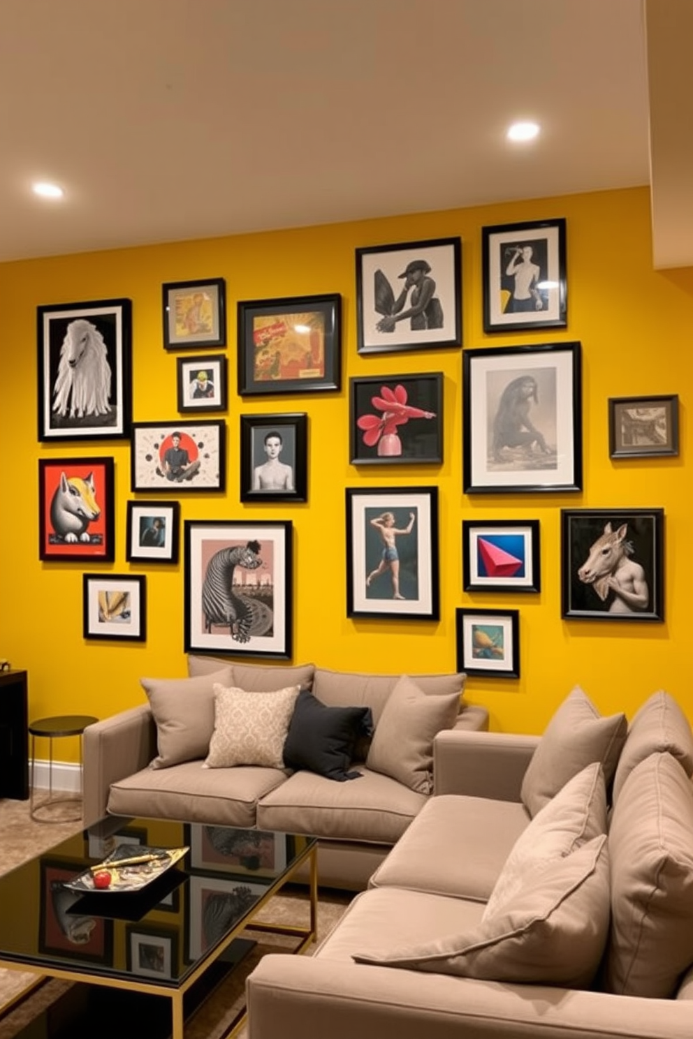 Yellow Basement Design Ideas 28