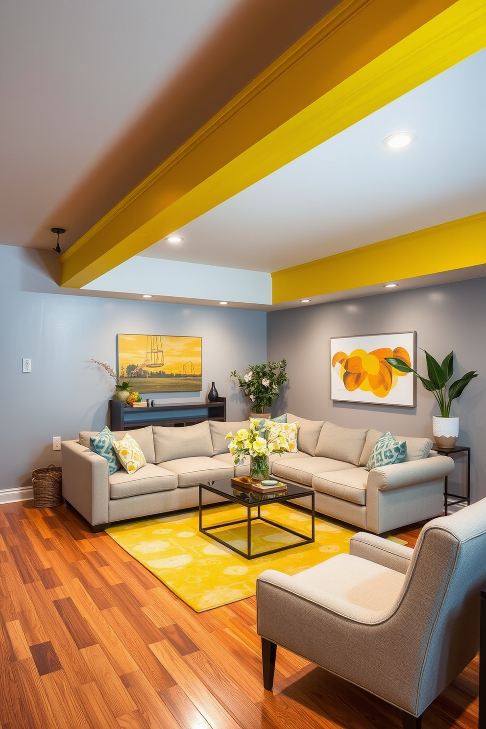 Yellow Basement Design Ideas 29