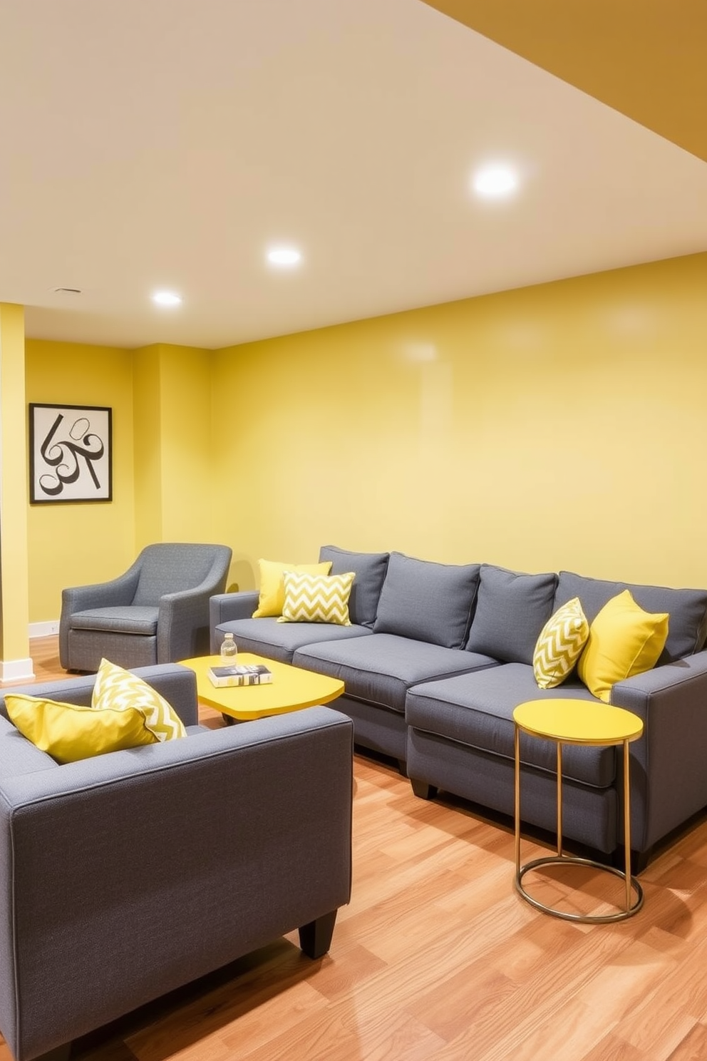 Yellow Basement Design Ideas 5