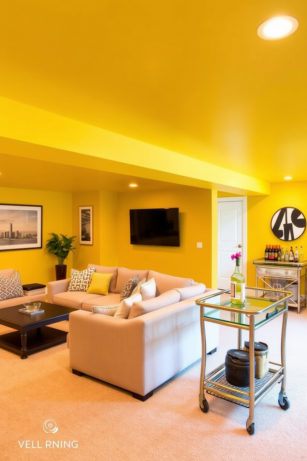 Yellow Basement Design Ideas 7