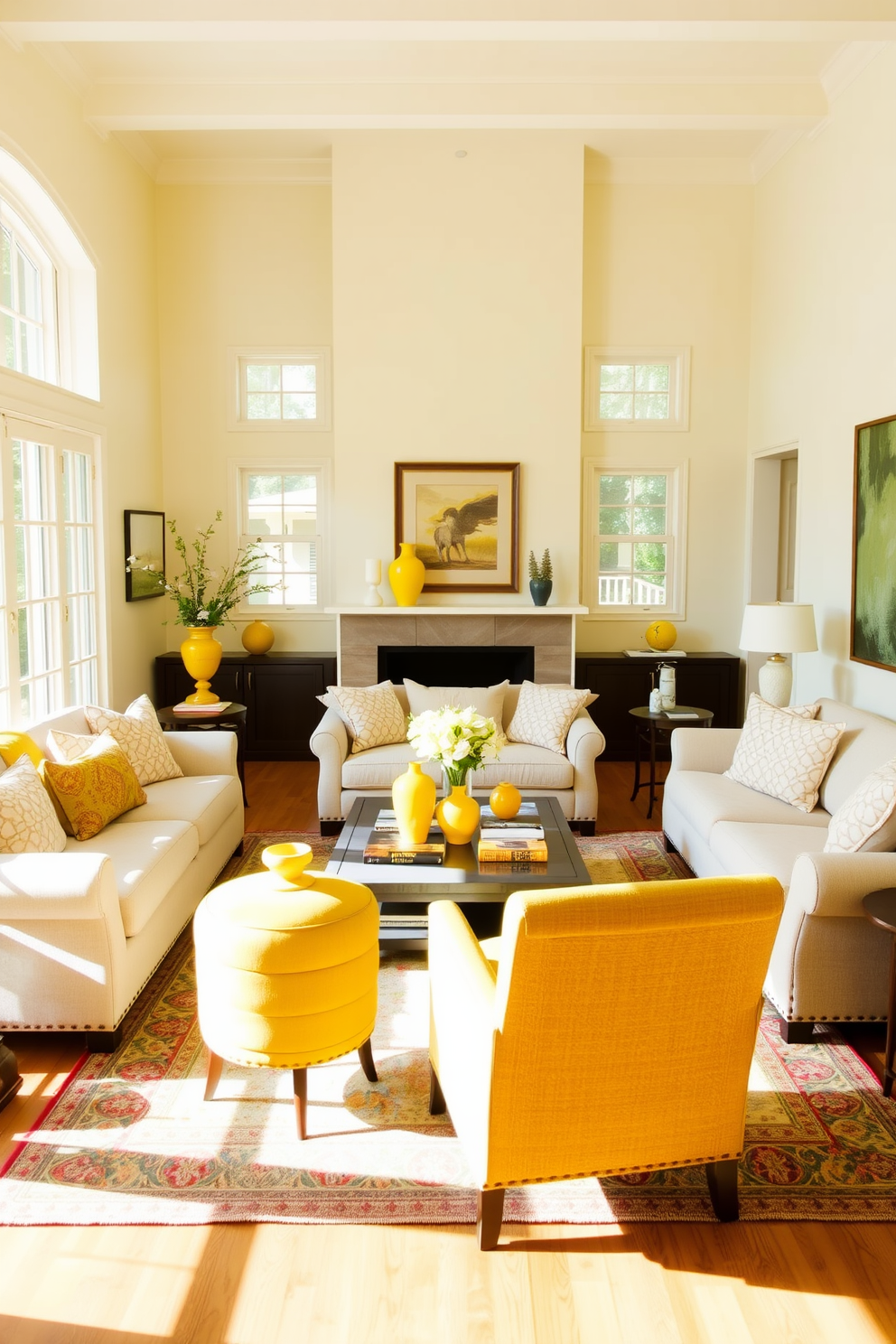 Yellow Family Room Design Ideas 10