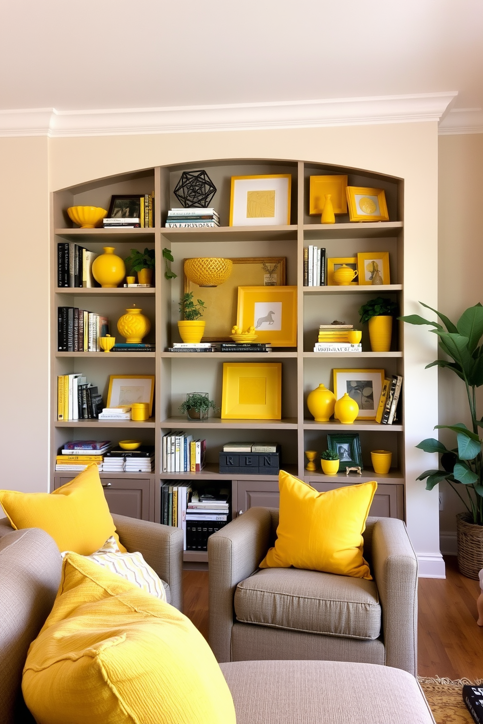 Yellow Family Room Design Ideas 17