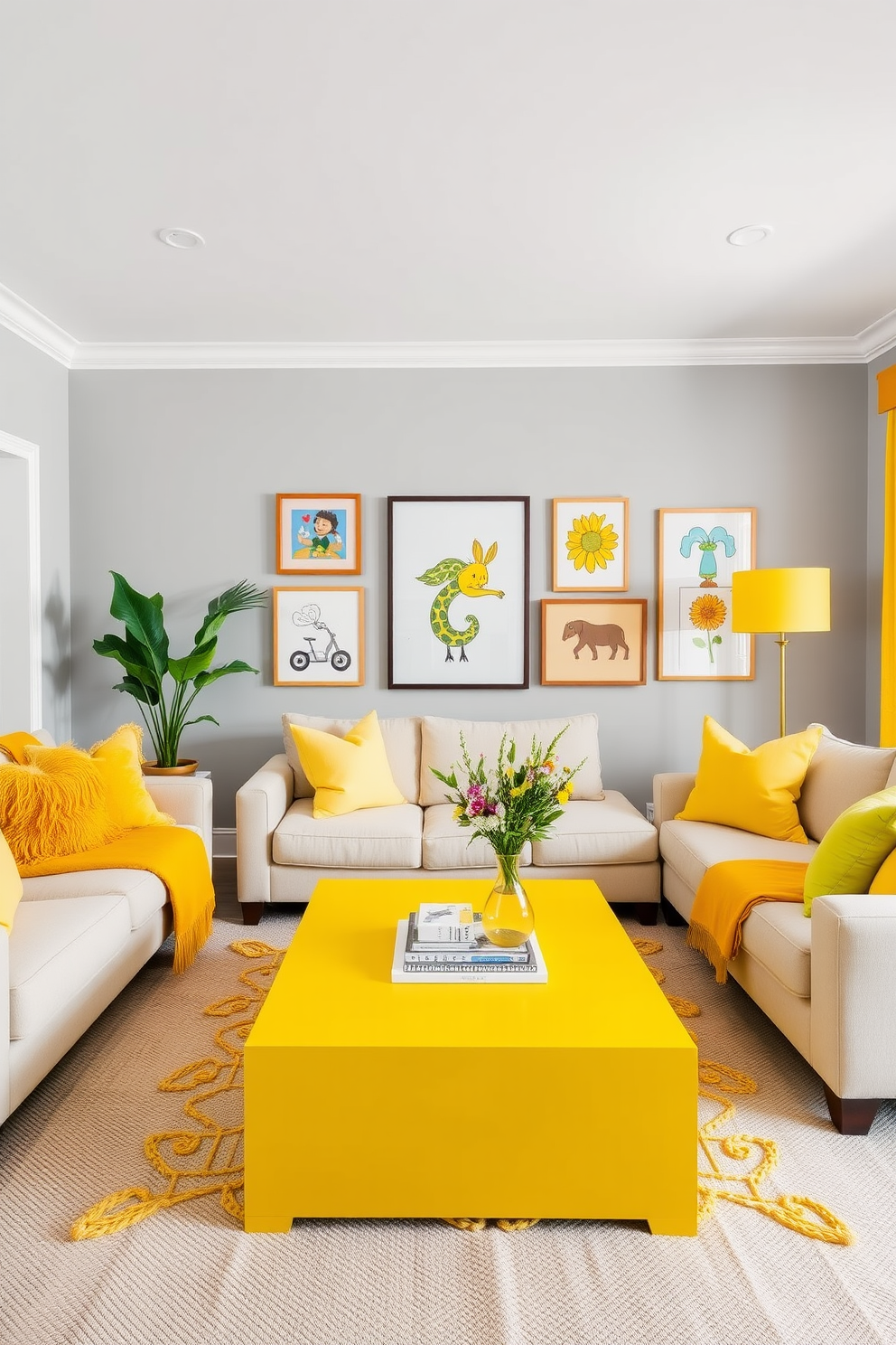 Yellow Family Room Design Ideas 21