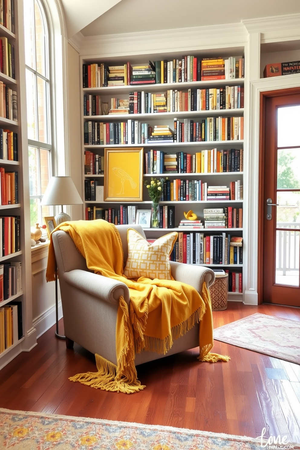 Yellow Home Library Design Ideas 10