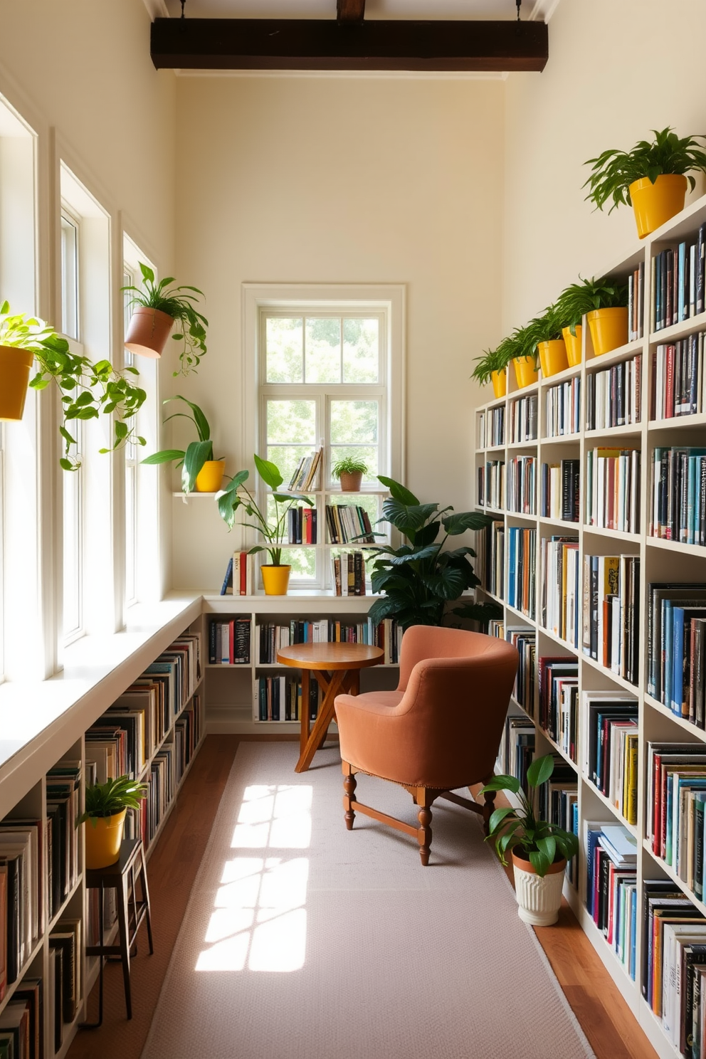 Yellow Home Library Design Ideas 14