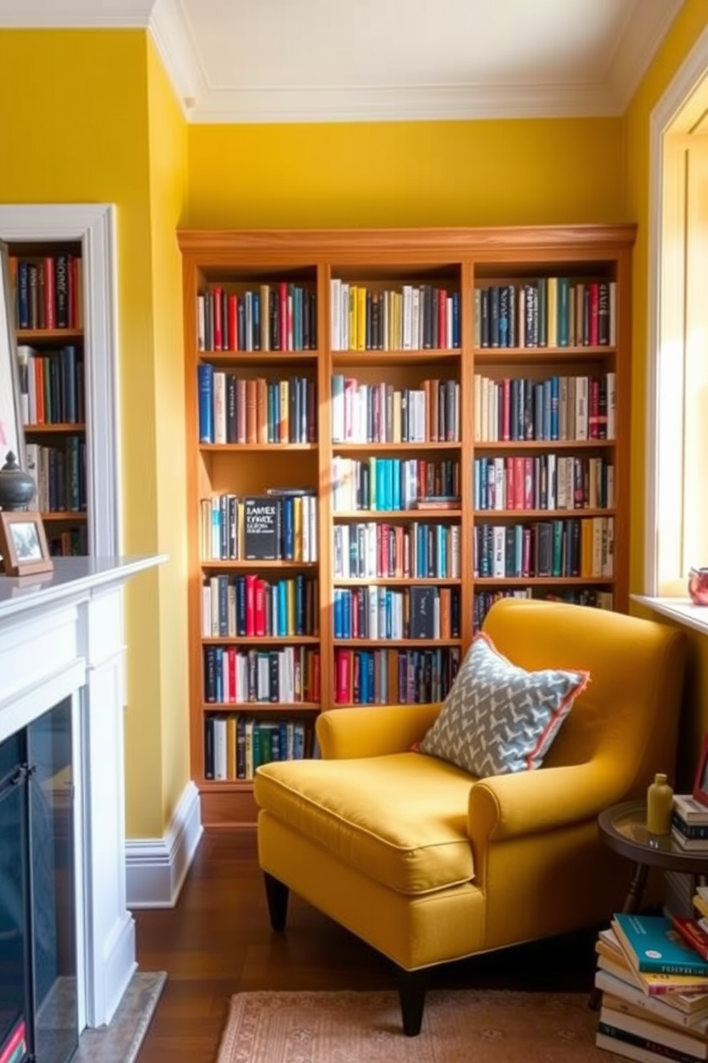 Yellow Home Library Design Ideas 15