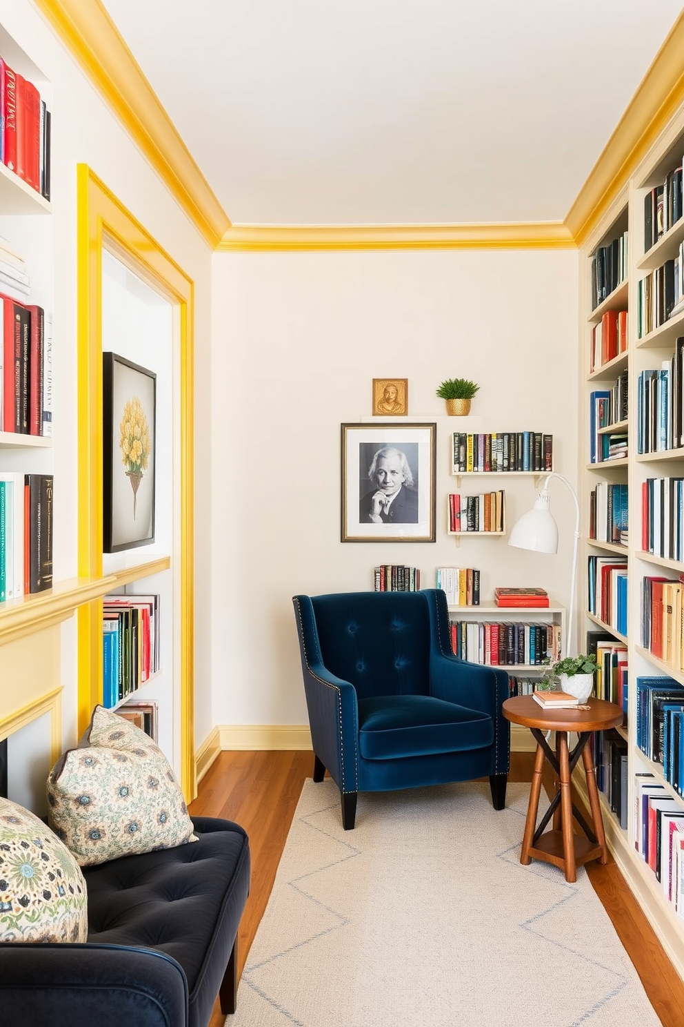 Yellow Home Library Design Ideas 19