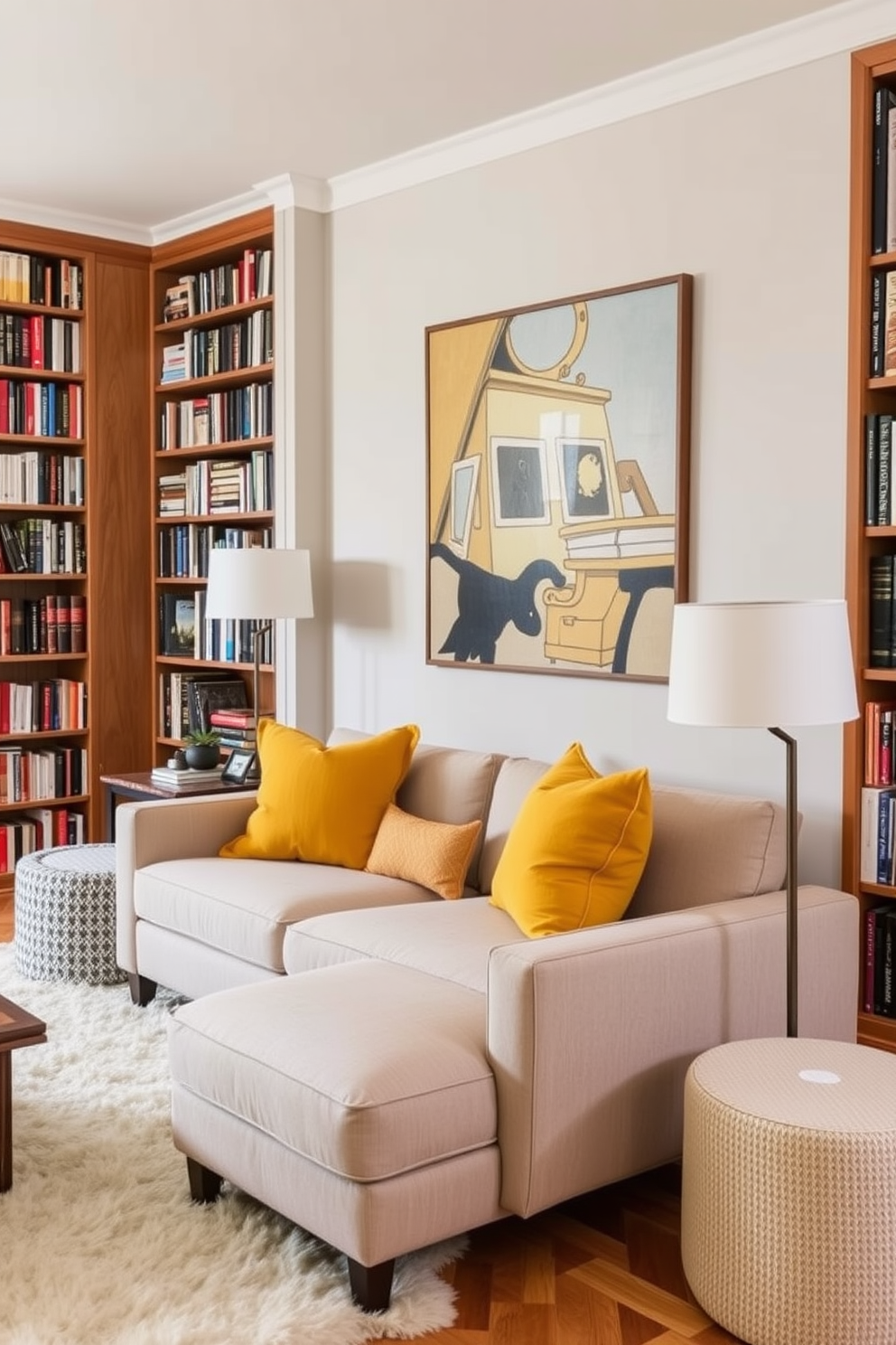 Yellow Home Library Design Ideas 25