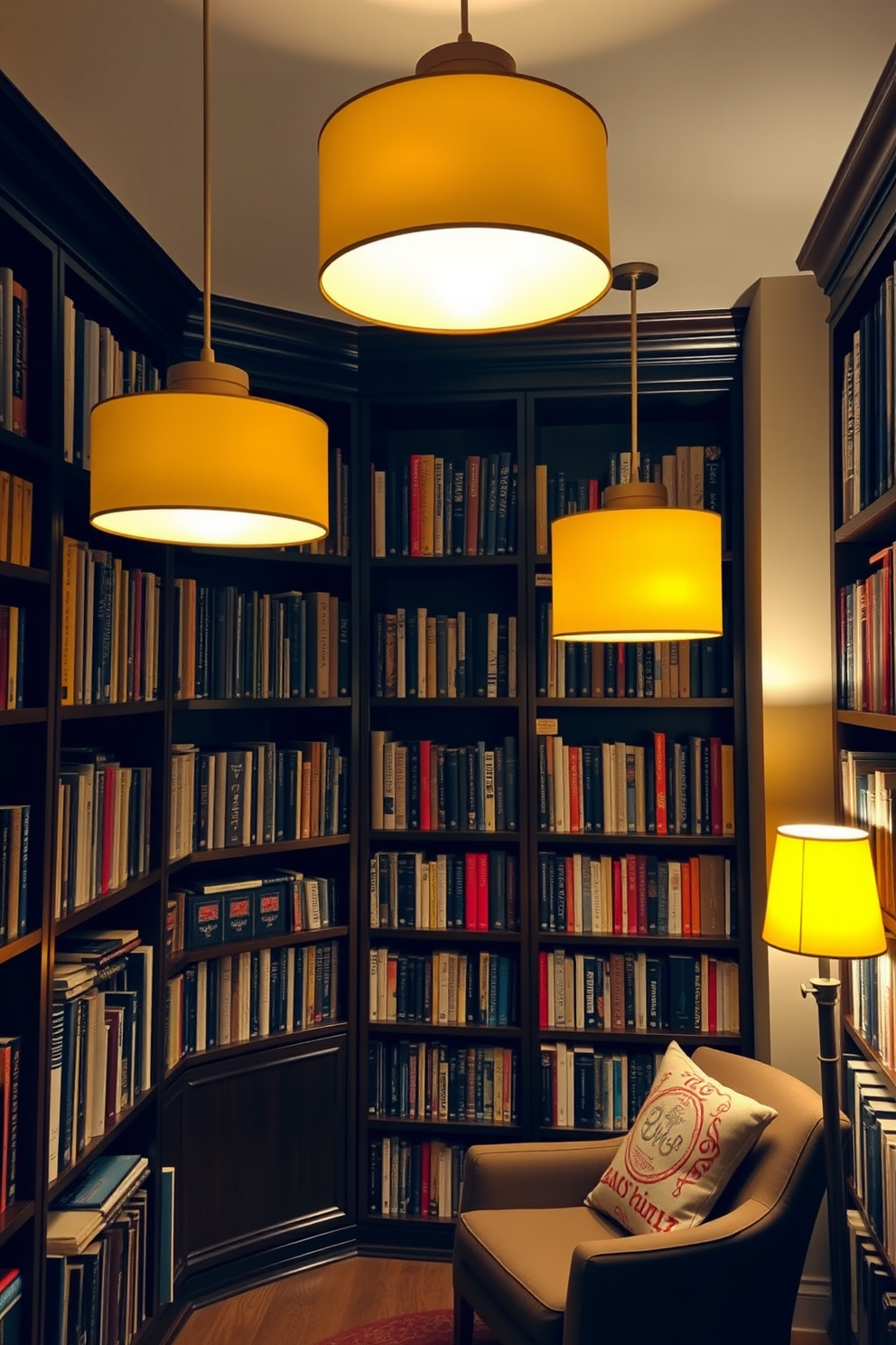 Yellow Home Library Design Ideas 27