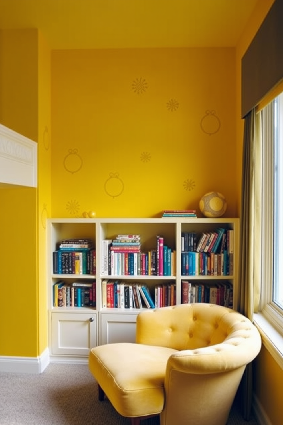 Yellow Home Library Design Ideas 28