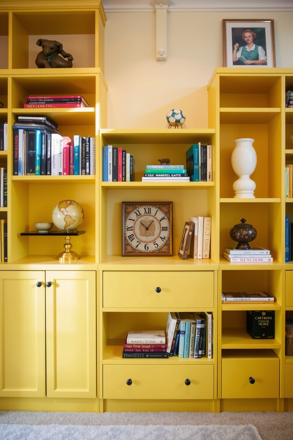 Yellow Home Library Design Ideas 3