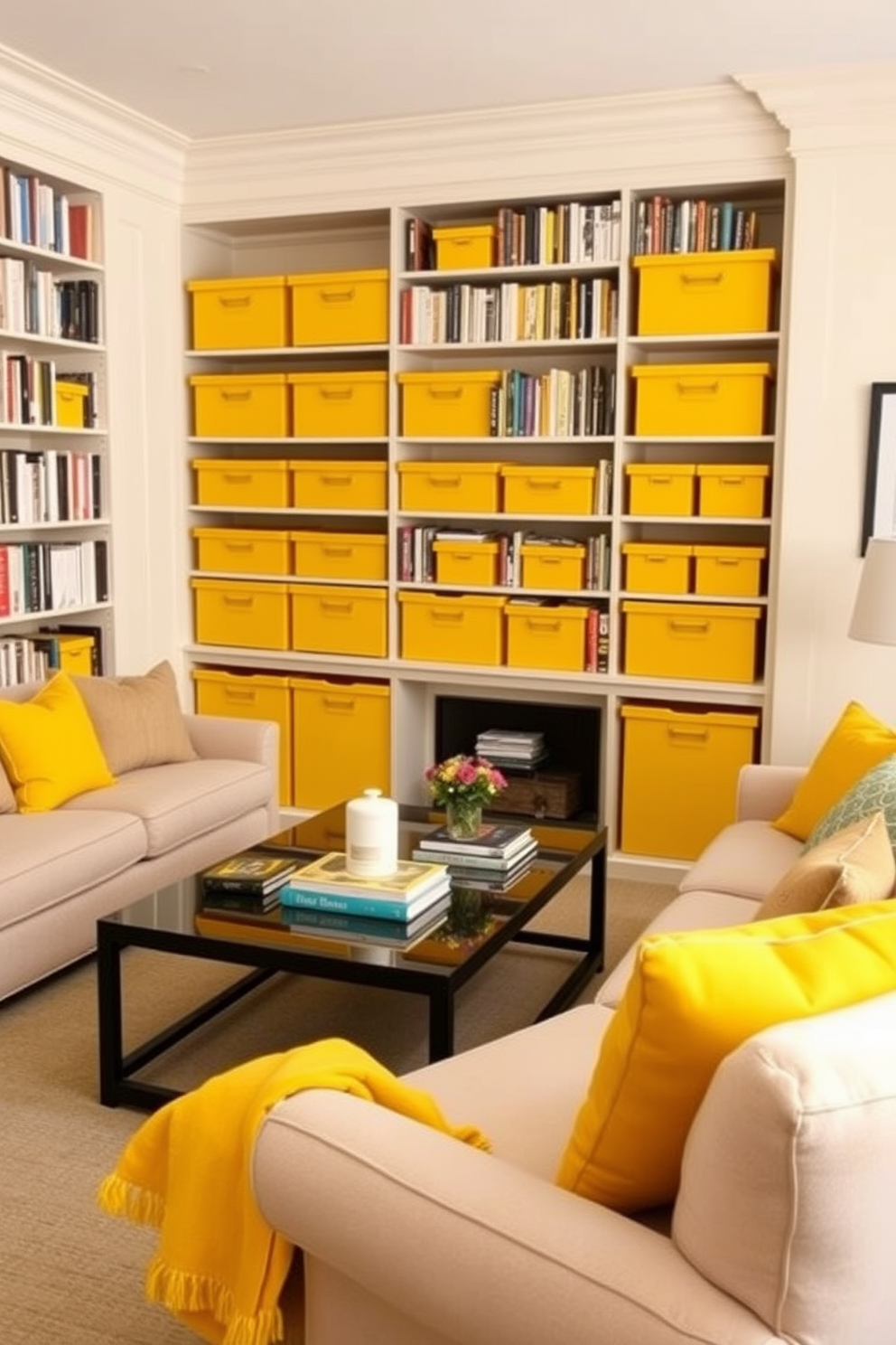 Yellow Home Library Design Ideas 30