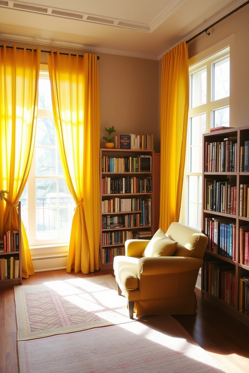 Yellow Home Library Design Ideas 4