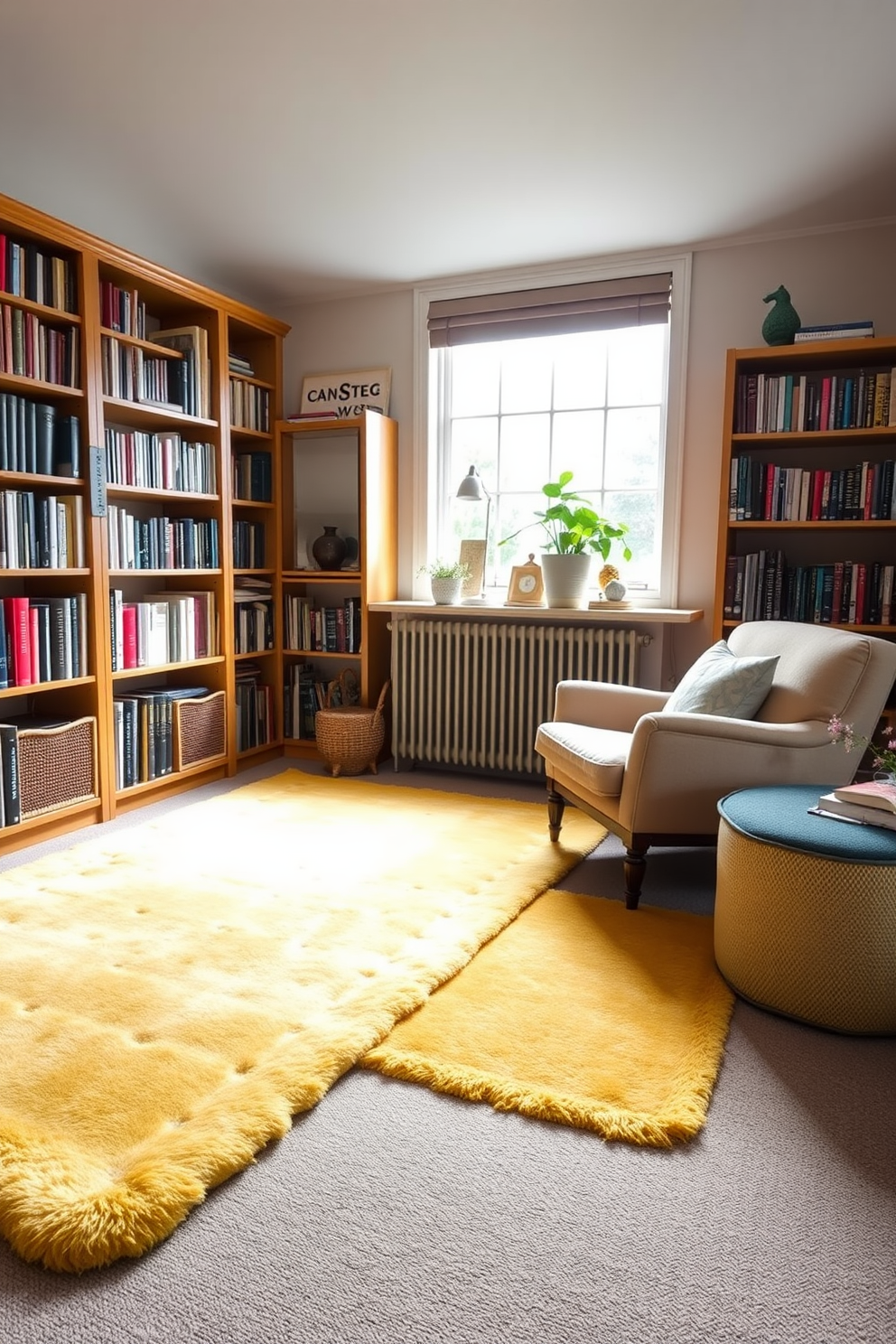 Yellow Home Library Design Ideas 5