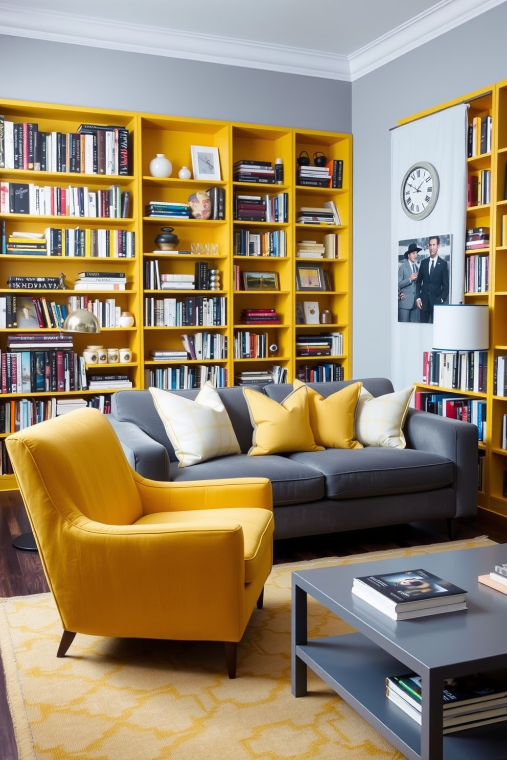 Yellow Home Library Design Ideas 7