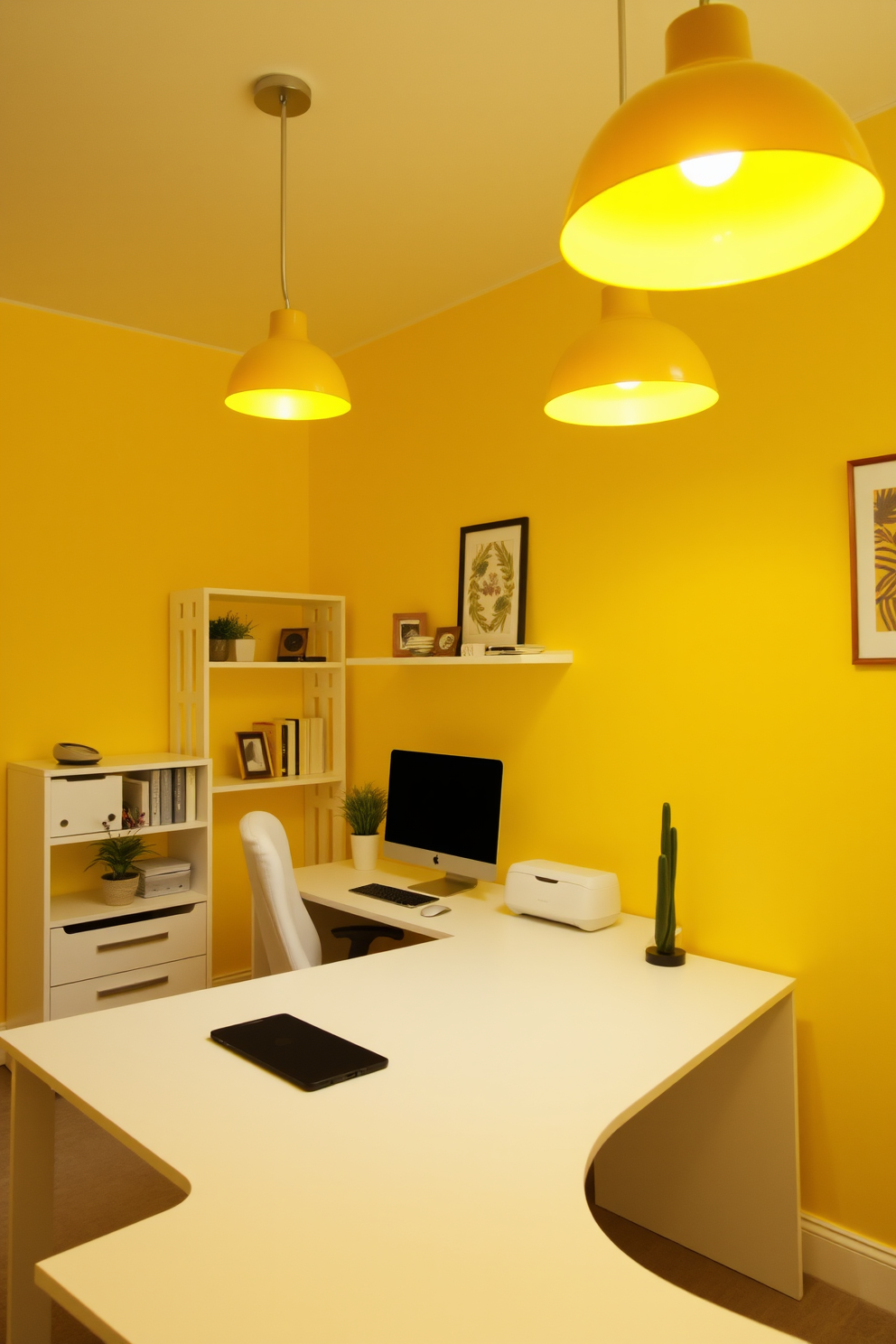 Yellow Home Office Design Ideas 13