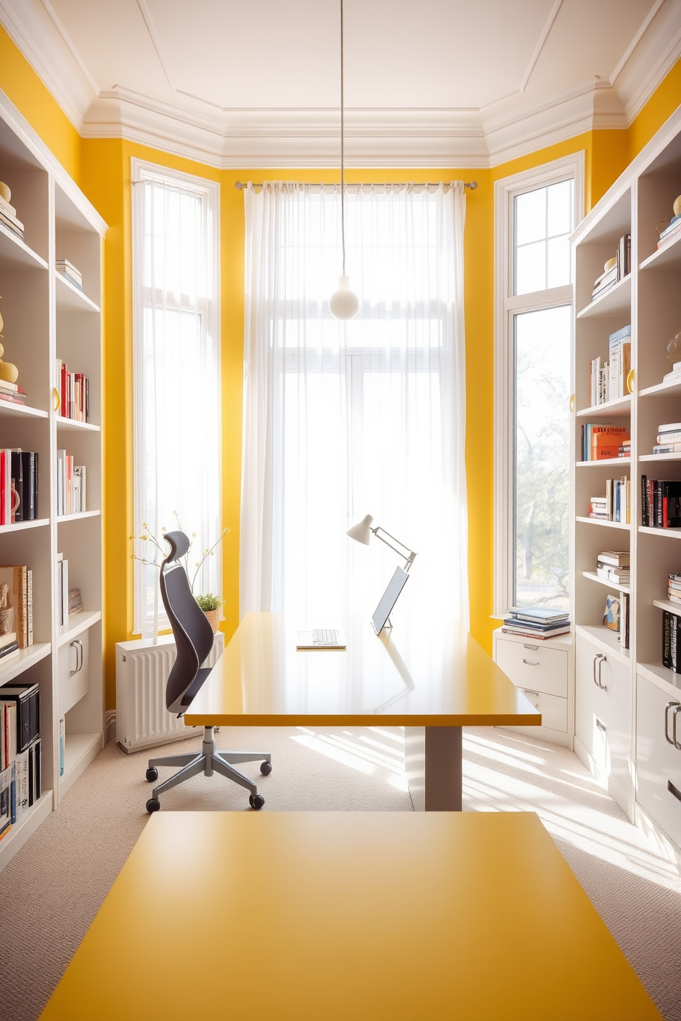 Yellow Home Office Design Ideas 29