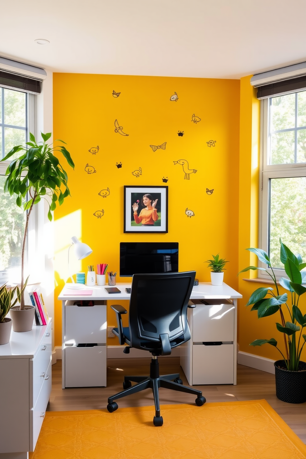 Yellow Home Office Design Ideas 30