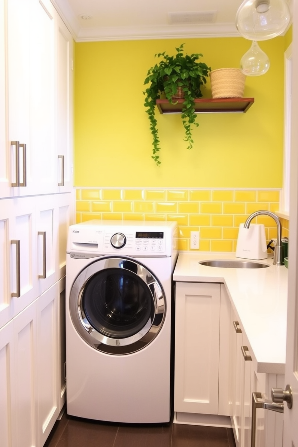 Yellow Laundry Room Design Ideas 11