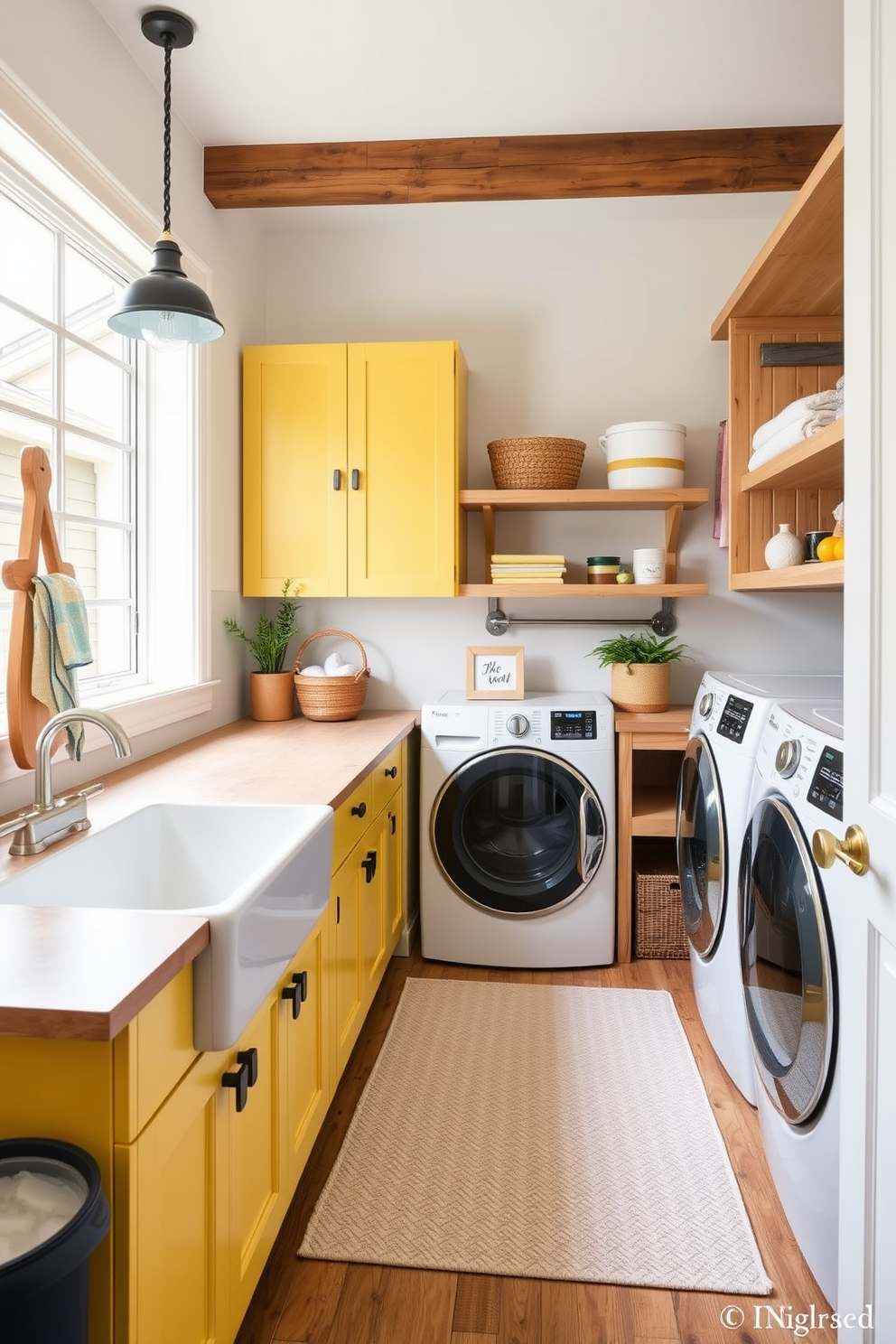 Yellow Laundry Room Design Ideas 12