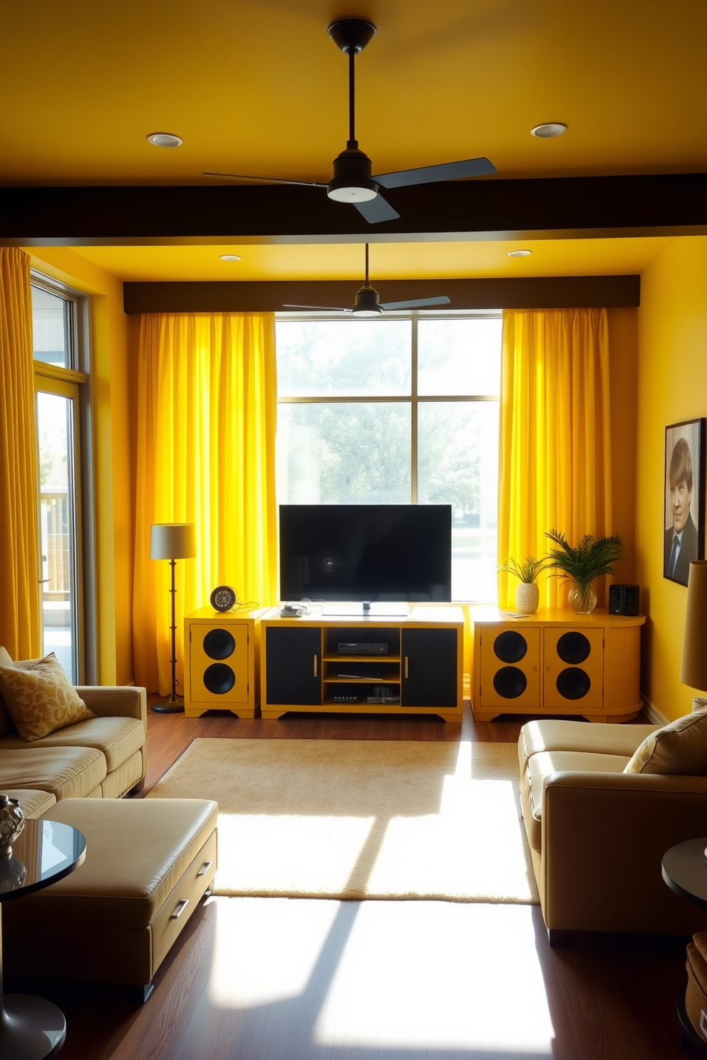 Yellow Man Cave Design Ideas 11