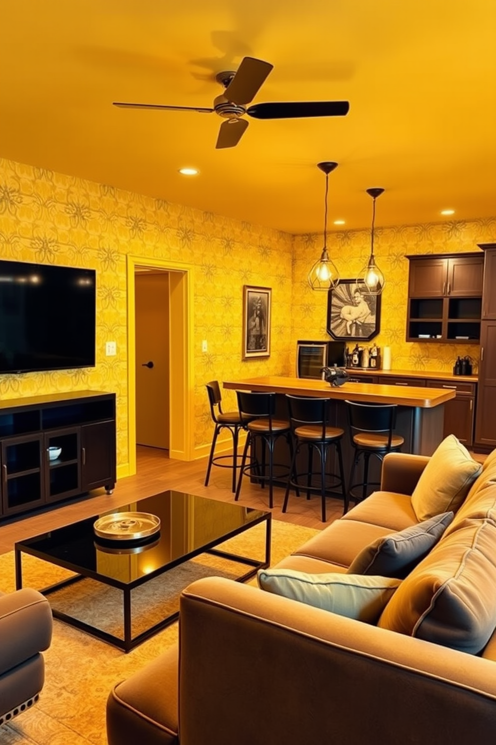 Yellow Man Cave Design Ideas 19