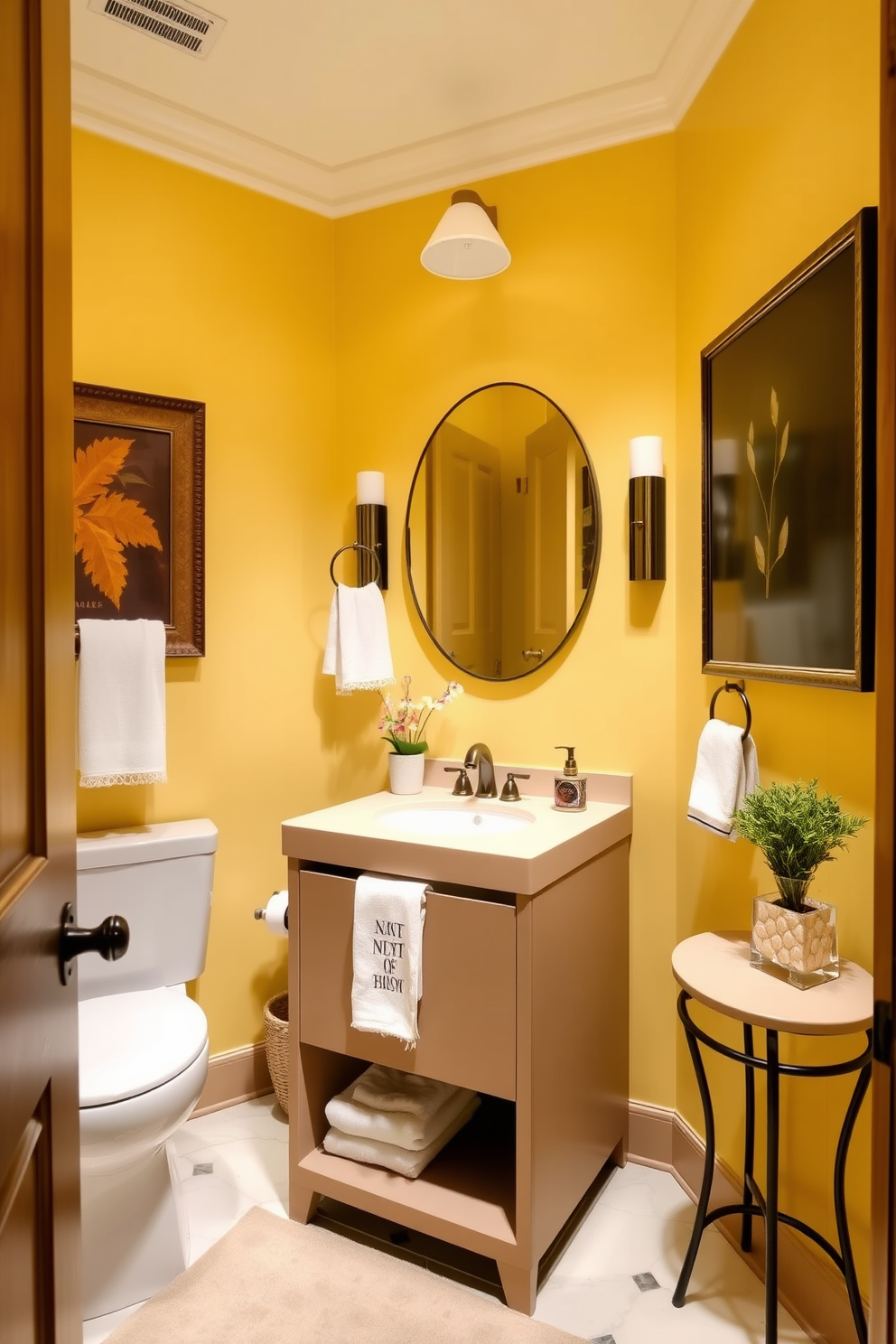 Yellow Powder Room Design Ideas 24