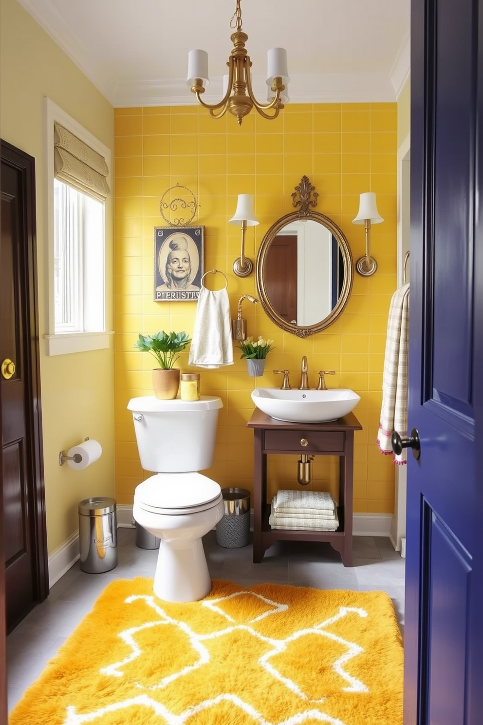 Yellow Powder Room Design Ideas 25