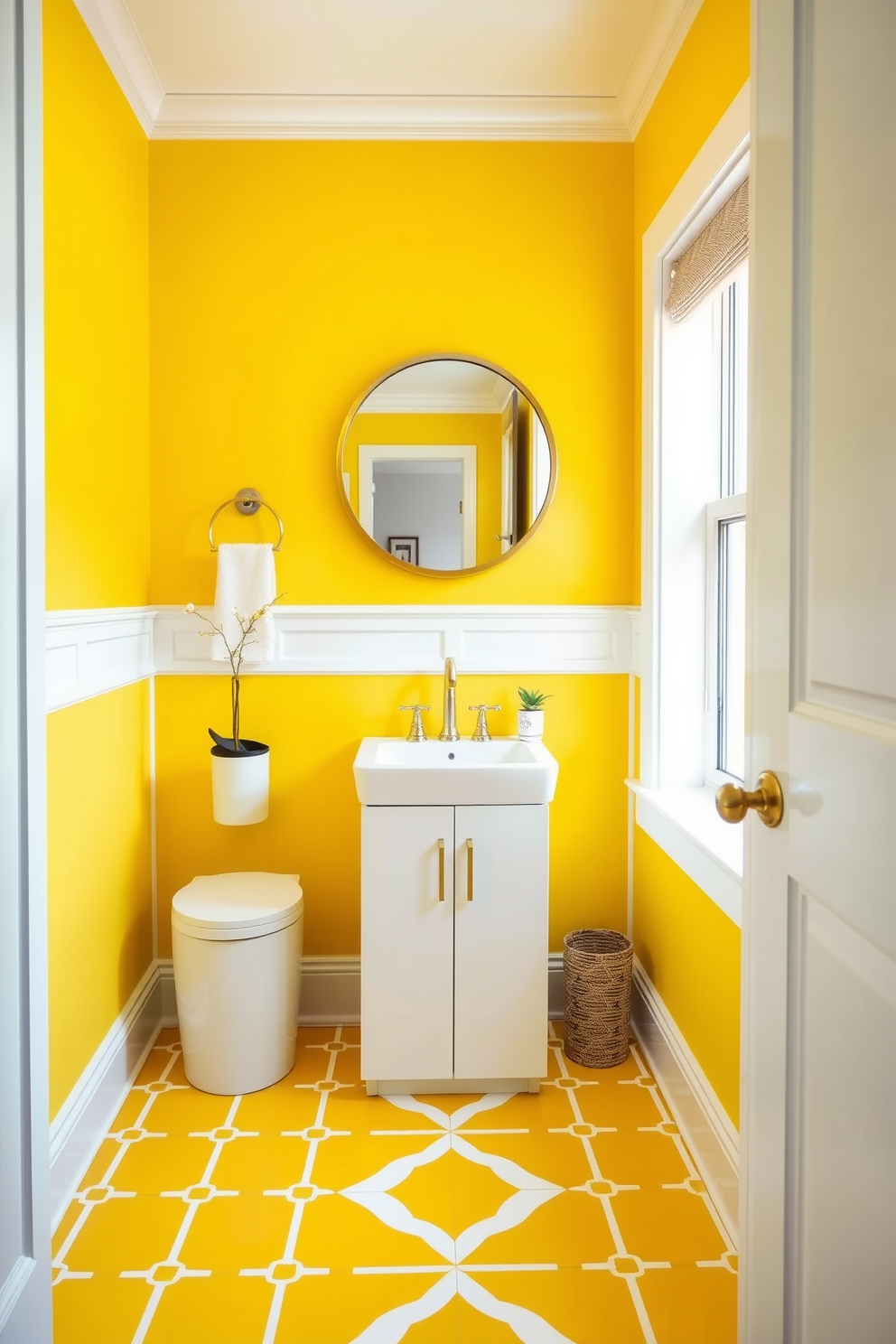 Yellow Powder Room Design Ideas 29