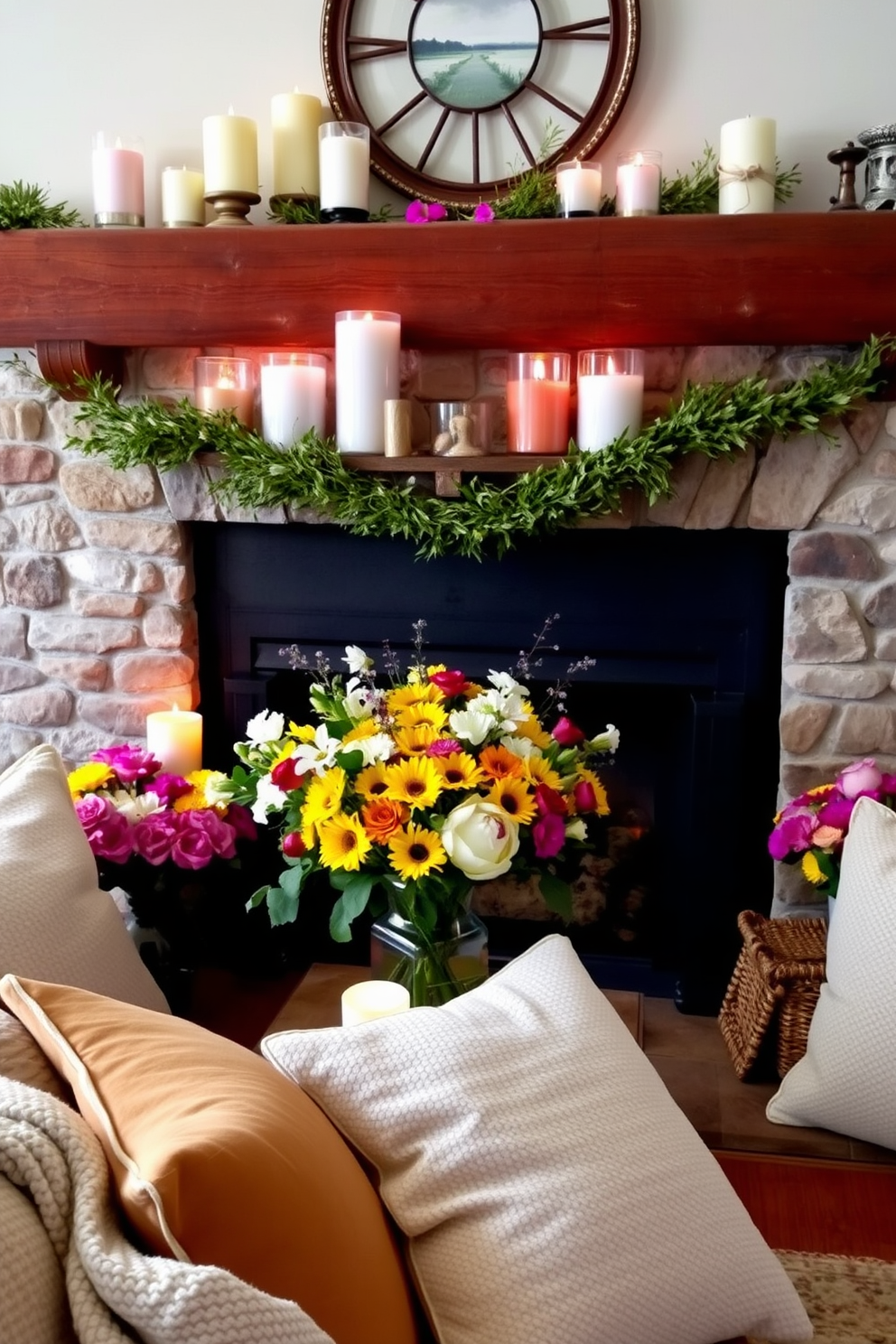 Summer Fireplace Decorating Ideas 23