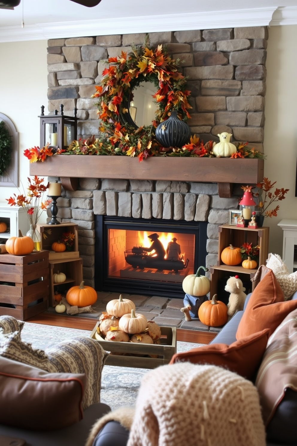 Thanksgiving Fireplace Decorating Ideas 30