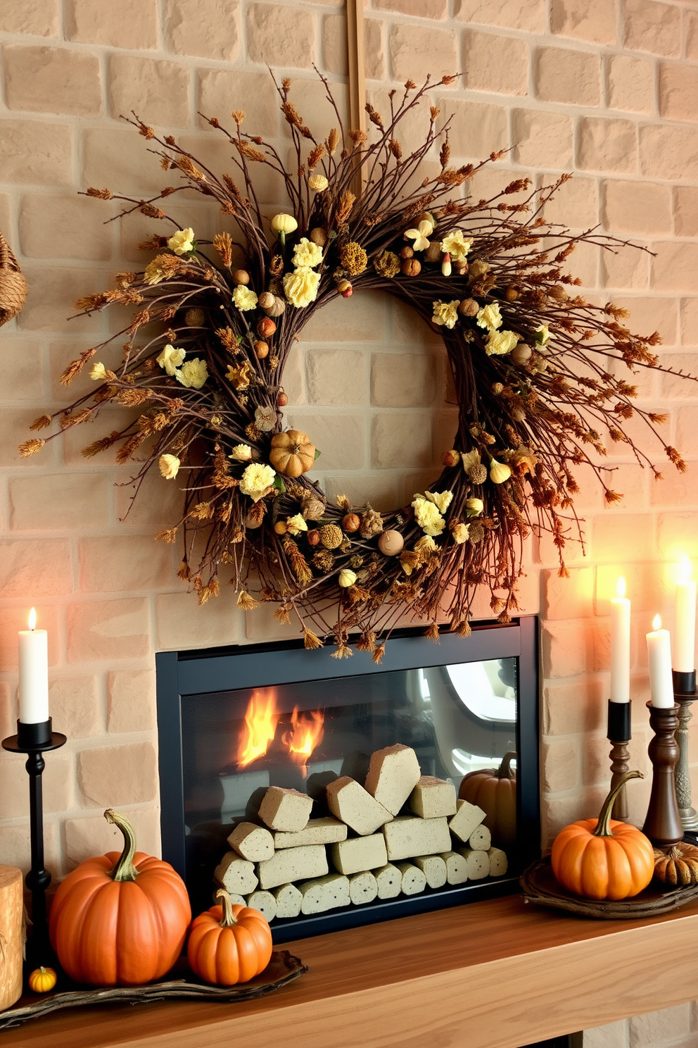 Thanksgiving Fireplace Decorating Ideas 7